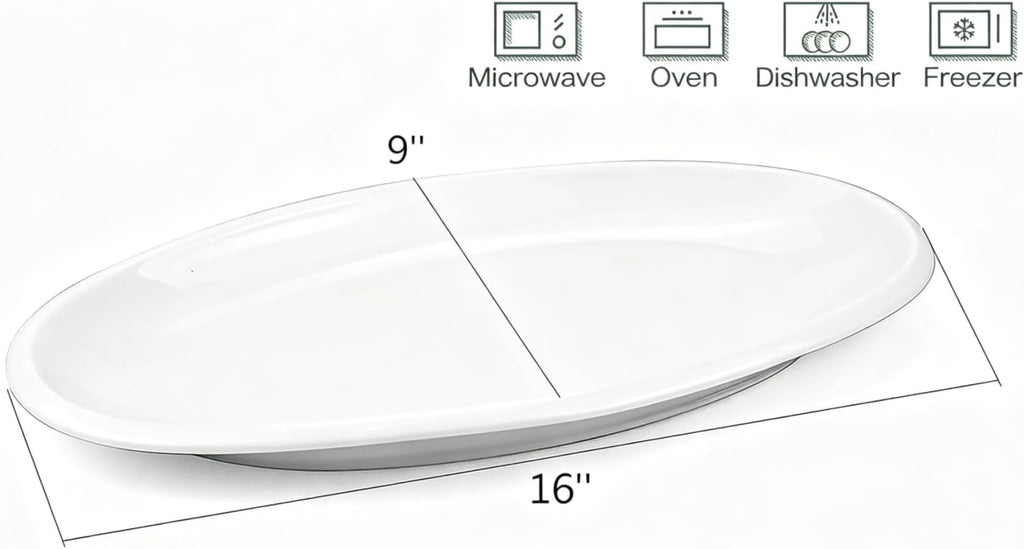 White Porcelain Oval Serving Platters Set