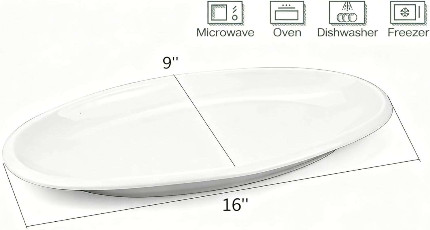 White Porcelain Oval Serving Platters Set