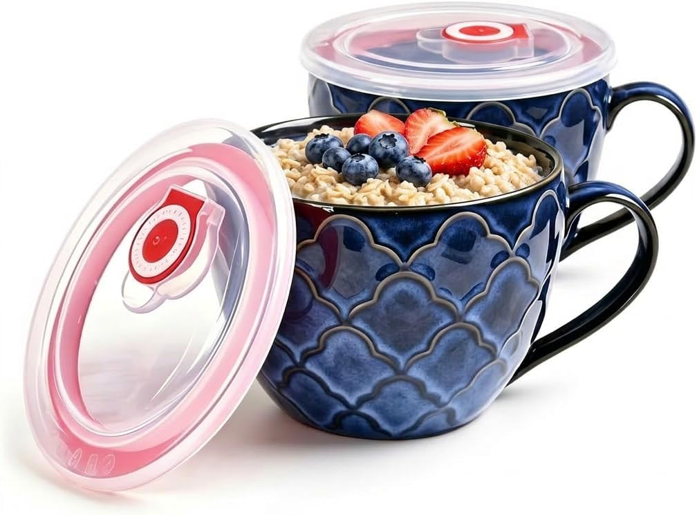 Dark Blue Ceramic Soup Bowls Set