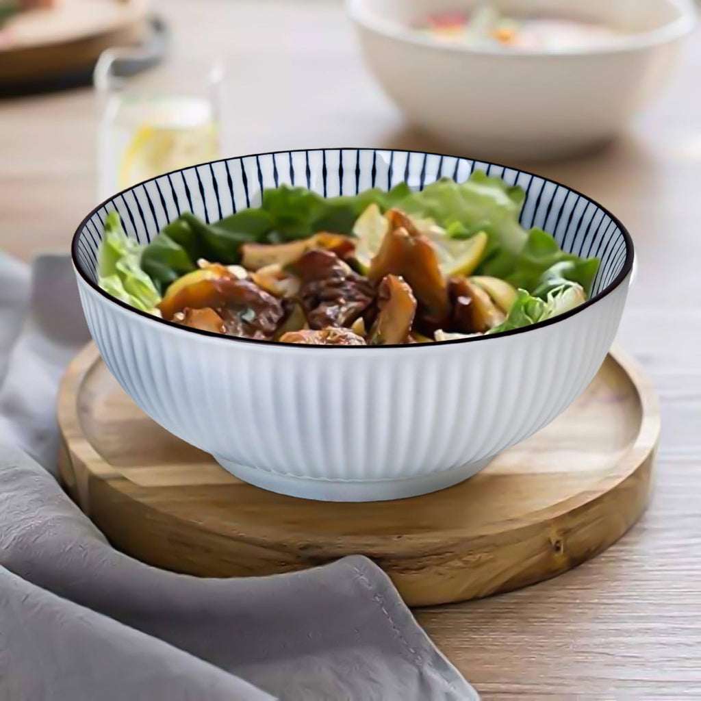 Blue White Porcelain Ramen Bowls Set