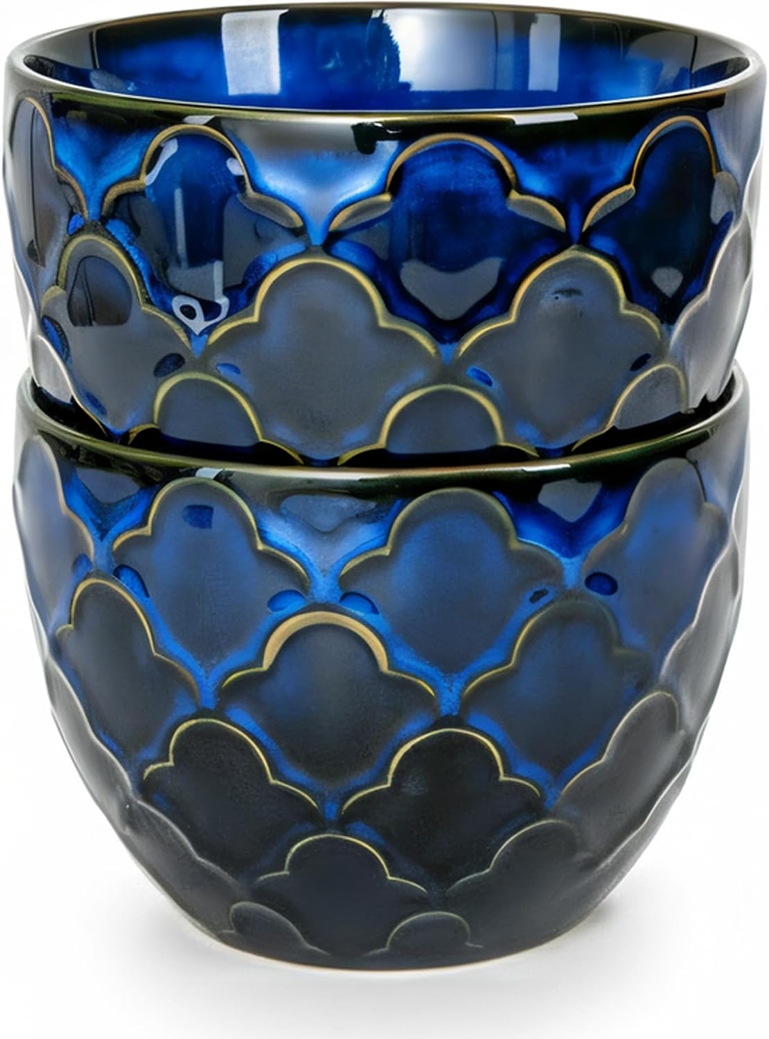 Dark Blue Ceramic Soup Bowls Set