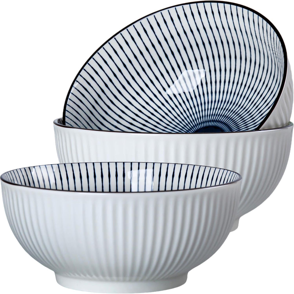 Blue White Porcelain Ramen Bowls Set