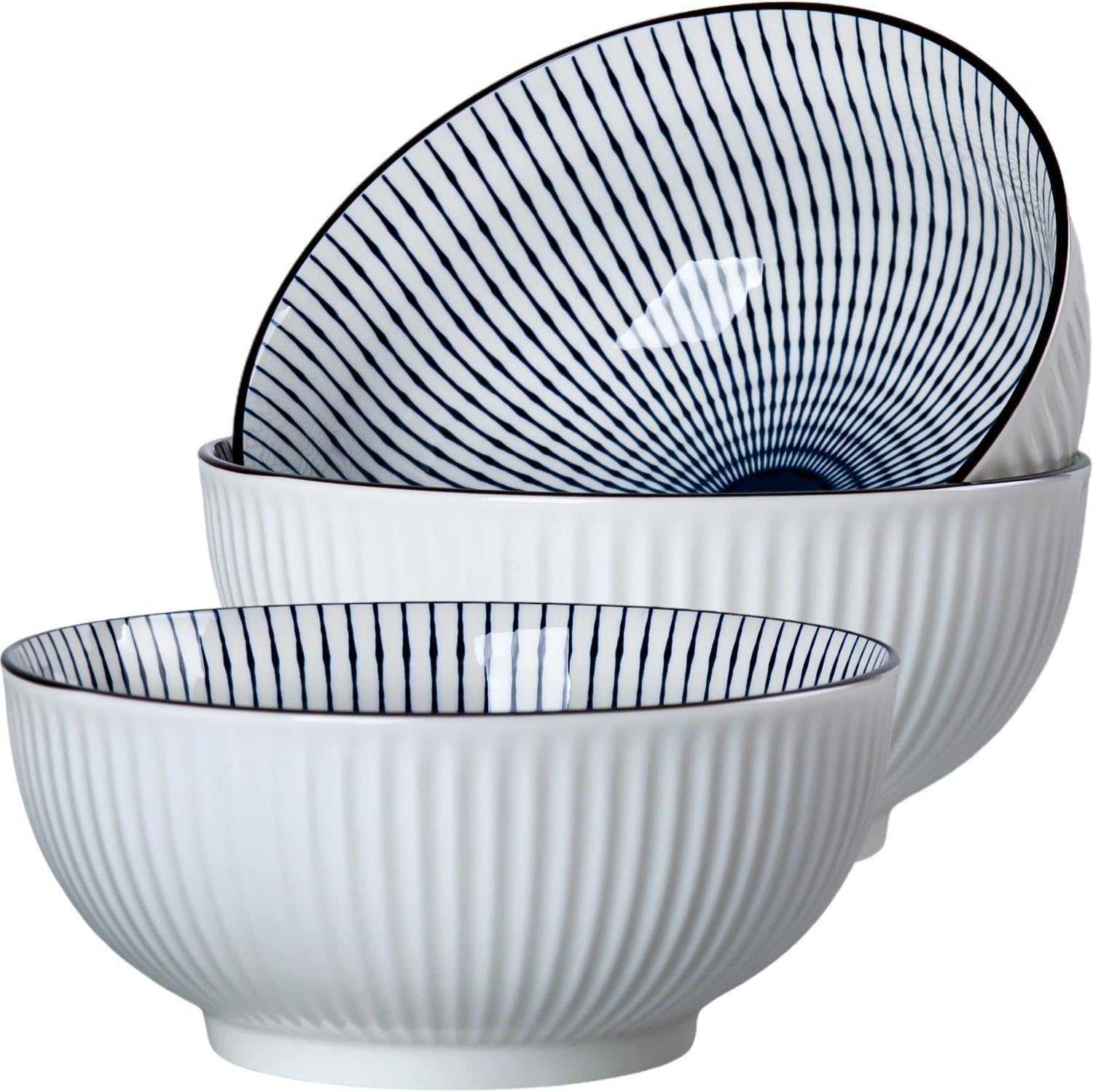 Blue White Porcelain Ramen Bowls Set