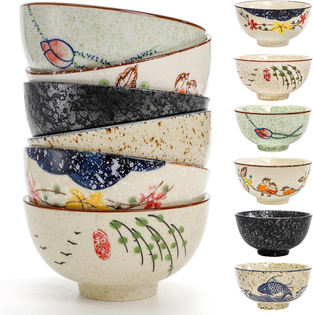 Retro Handpainted Ceramic Serving Bowls Set