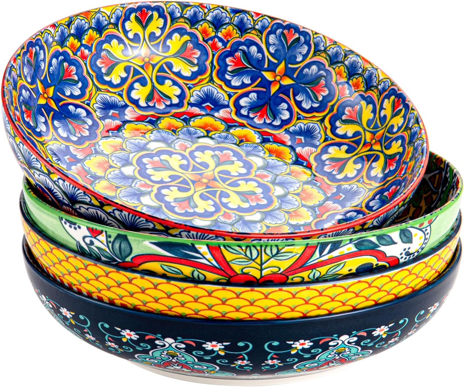 Colorful Ceramic Pasta Salad Bowls Set