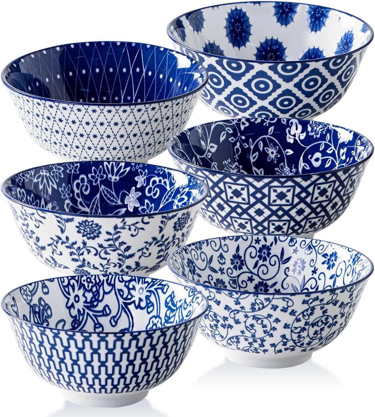 Vintage Blue Ceramic Soup Bowls Set