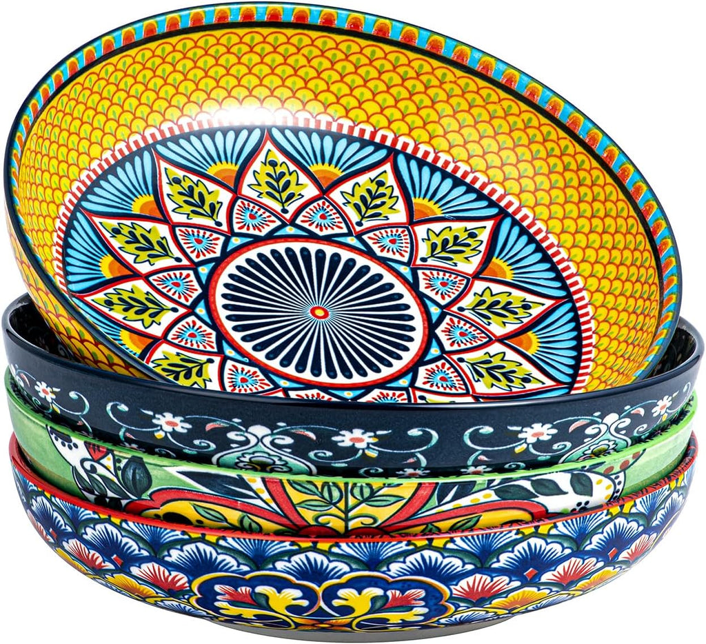 Colorful Ceramic Pasta Salad Bowls Set